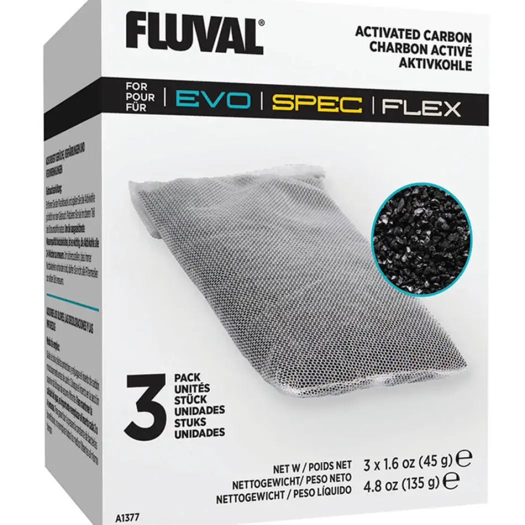Aktivt Kul 3 stk i pakning til SPEC 3 og Fluval FLEX 34L eller 57L