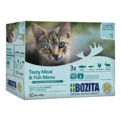 Bozita Kød & Fisk i sovs 12 x 85 g - laks, sild, kylling og rensdyr