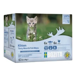 Bozita Kitten Kød & Fisk i sovs 12 x 85 g - laks og kylling til killinger