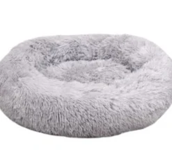 Cushion Krems fluffy rund hundeseng small lysegrå