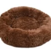 Cushion Krems fluffy rund hundeseng small mørkebrun