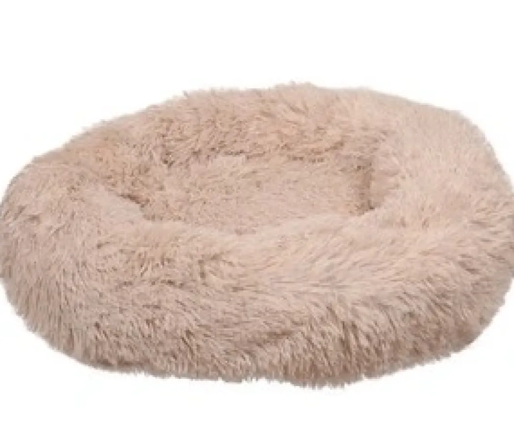 Cushion Krems fluffy rund hundeseng small beige