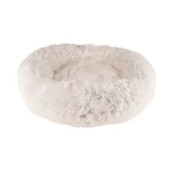 Cushion Krems fluffy rund hundeseng small hvid