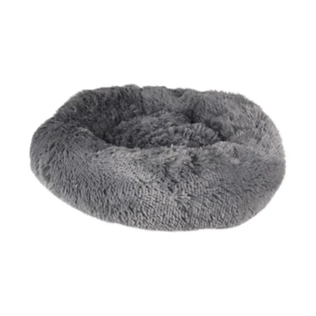 Cushion Krems fluffy rund hundeseng small grå