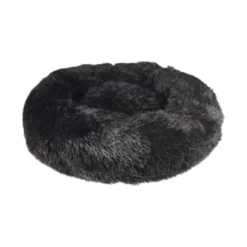 Cushion Krems fluffy rund hundeseng small sort