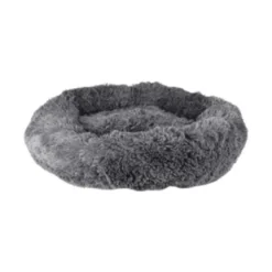 Cushion Krems fluffy rund hundeseng medium grå