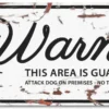 D&D WARNING SIGN Bull Terrier Hvid