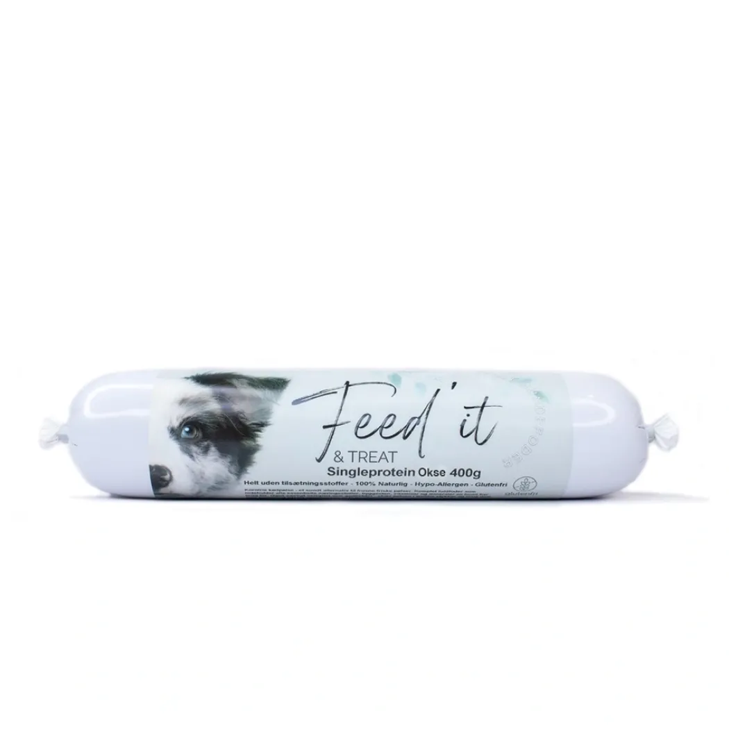 Feedit & Treat Pure Beef 400 g - naturlig oksepølse til hund og kat
