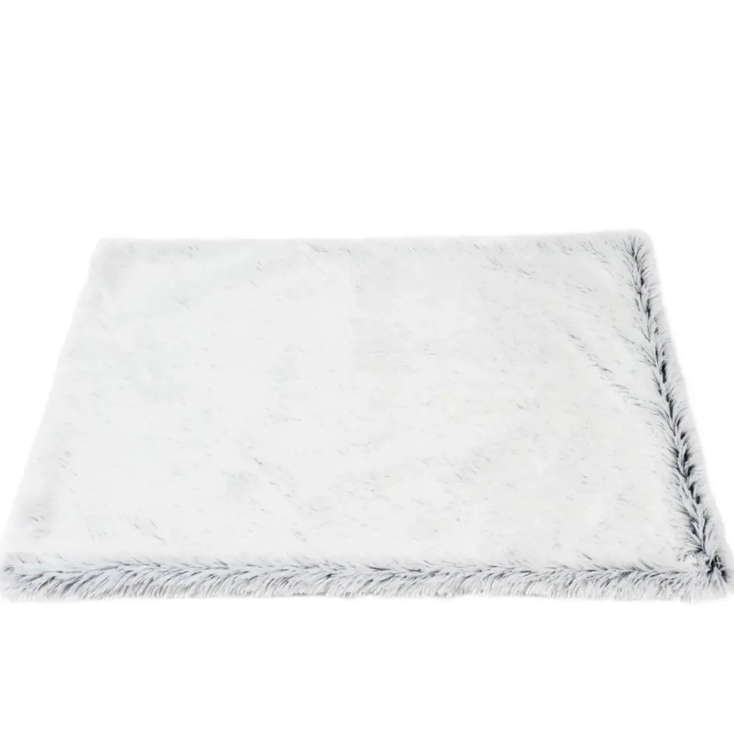 Fluffy hundetæppe 100x70 cm frossen hvid til hund - blødt og skridsikkert underlag