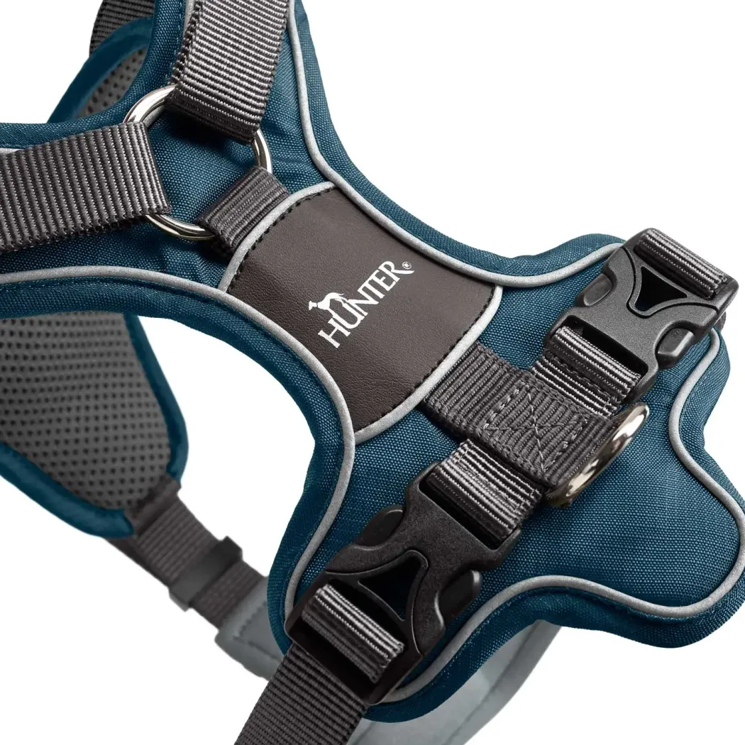 Hunter Divo hundesele XS petrol/grå just mave 34-47 cm - Stabil pasform og synlig sikkerhed