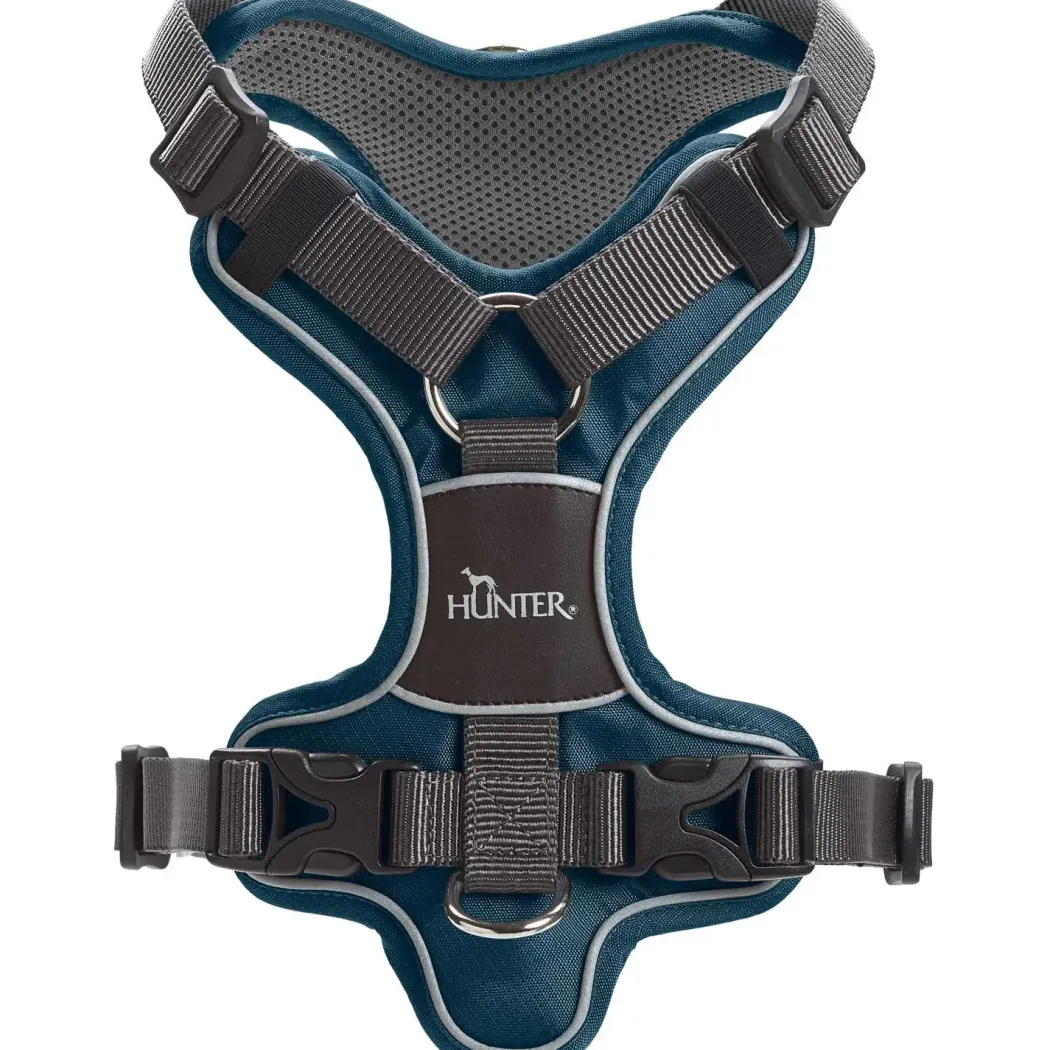 Hunter Divo hundesele XS petrol/grå just mave 34-47 cm - Stabil pasform og synlig sikkerhed