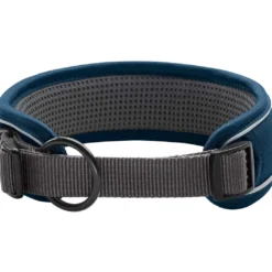 Hunter Halsbånd Divo L Petrol/Grå - justerbart hundehalsbånd (45-55 cm, B 4,5 cm)