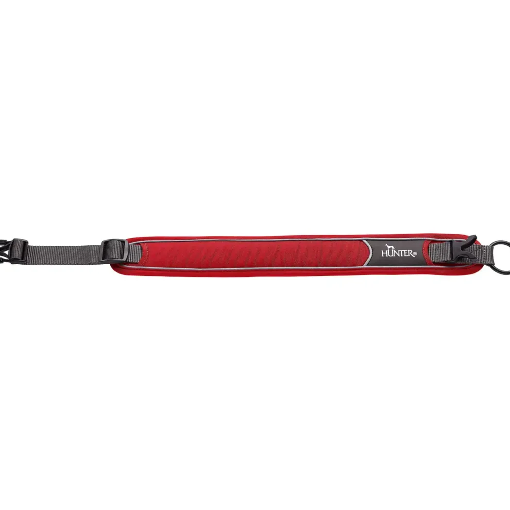 Hunter Halsbånd Divo L Rød/Grå - justerbart hundehalsbånd (45-55 cm, B 4,5 cm)