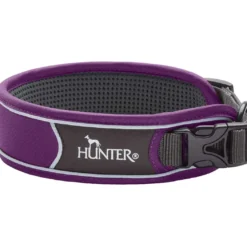 Hunter Halsbånd Divo L Violet/Grå - justerbart hundehalsbånd (45-55 cm, B 4,5 cm)