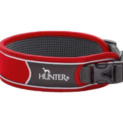 Hunter Halsbånd Divo M Rød/Grå - justerbart hundehalsbånd (35-45 cm, B 4,5 cm)