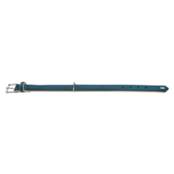 Hunter Hundehalsbånd læder Canada Elg Str.30 Petroleumsblå - 21-25 cm