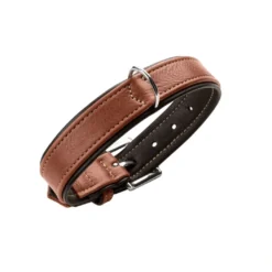Hunter Hundehalsbånd læder Canada Elg Str.40 Cognac/Sort - 29-35 cm
