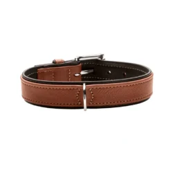Hunter Hundehalsbånd læder Canada Elg Str.40 Cognac/Sort - 29-35 cm