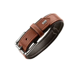 Hunter Hundehalsbånd læder Canada Elg Str.45 Cognac/Sort - 33-39 cm