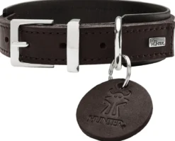 Hunter Larvik Comfort 40 Mørkebrun Hundehalsbånd - justerbart hundehalsbånd (28 - 34 cm, B