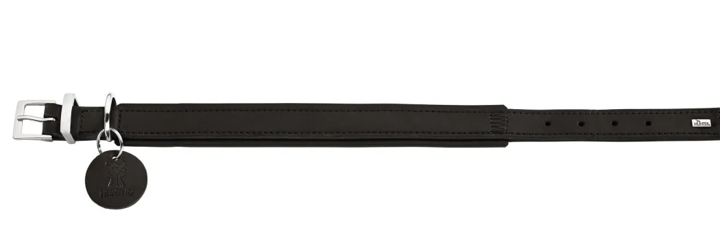 Hunter Larvik Comfort 55 Sort Hundehalsbånd - justerbart hundehalsbånd (36 - 46 cm, B 3,5