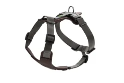 Hunter Mixed Aalborg læder hundesele M mørkebrun/grå hals 55-67 cm - komfort og naturlig støtte
