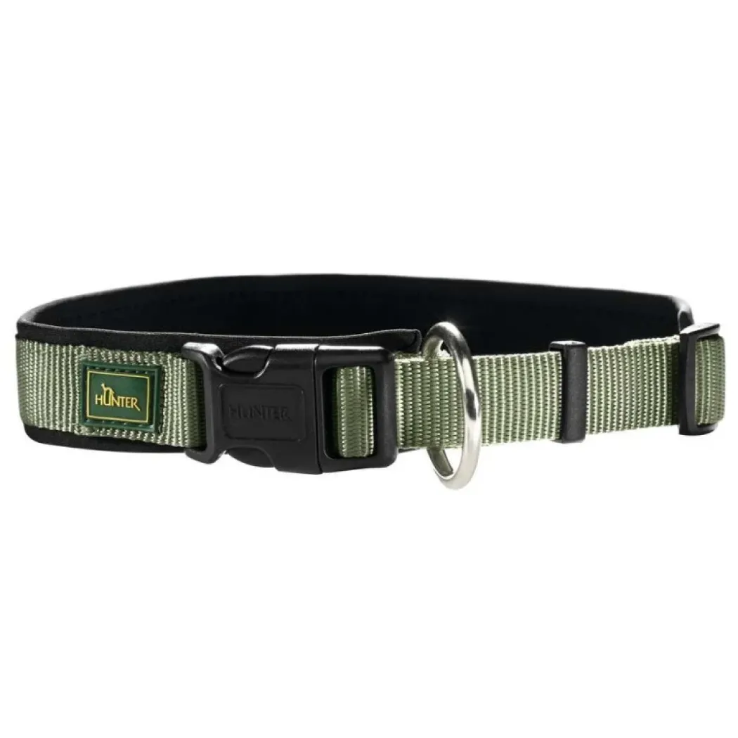 Hunter Neopren Plus hundehalsbånd oliven/sort 45 cm - 40-45 cm indstilling