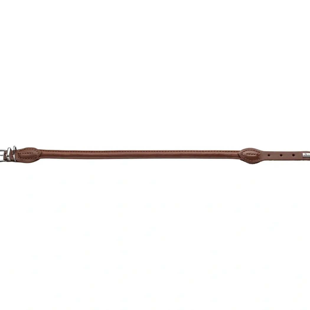 Hunter rundsyet halsbånd okselæder brun 50 cm - justering 41-46 cm skånsom komfort til store hunde