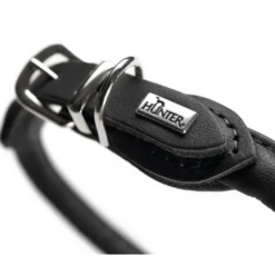 Hunter rundsyet oksehalsbånd 35/8 sort 35 cm - justering 28-32 cm skånsom komfort
