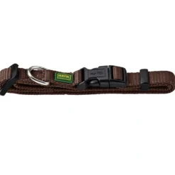 Hunter Vario Basic Halsbånd Brun S 22-35 cm - Ekstra bredt og komfortabelt nylonhalsbånd