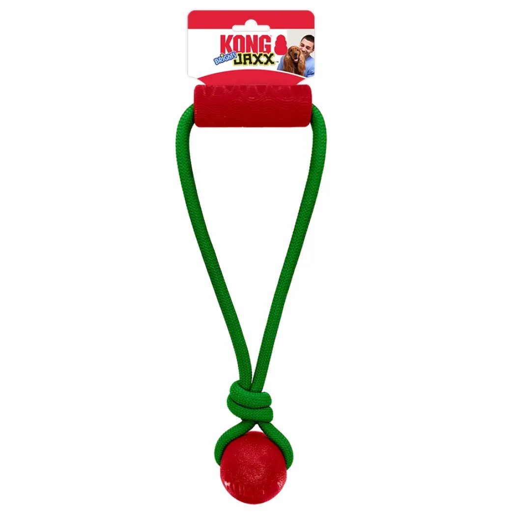 KONG Holiday Jaxx Brights Tug Ball Mix M - hundelegetøj 30,5 x 13 x 6,5 cm