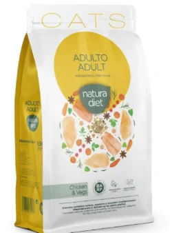 Natura Diet Kattefoder Adult Kylling 1,5 kg - afbalanceret tørfoder til voksne katte