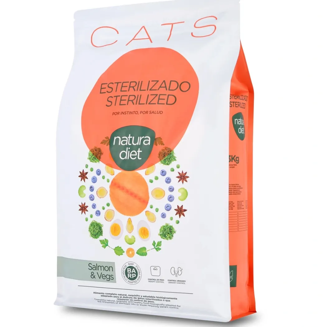 Natura Diet Kattefoder Adult Sterilised Laks 3 kg - til steriliserede katte