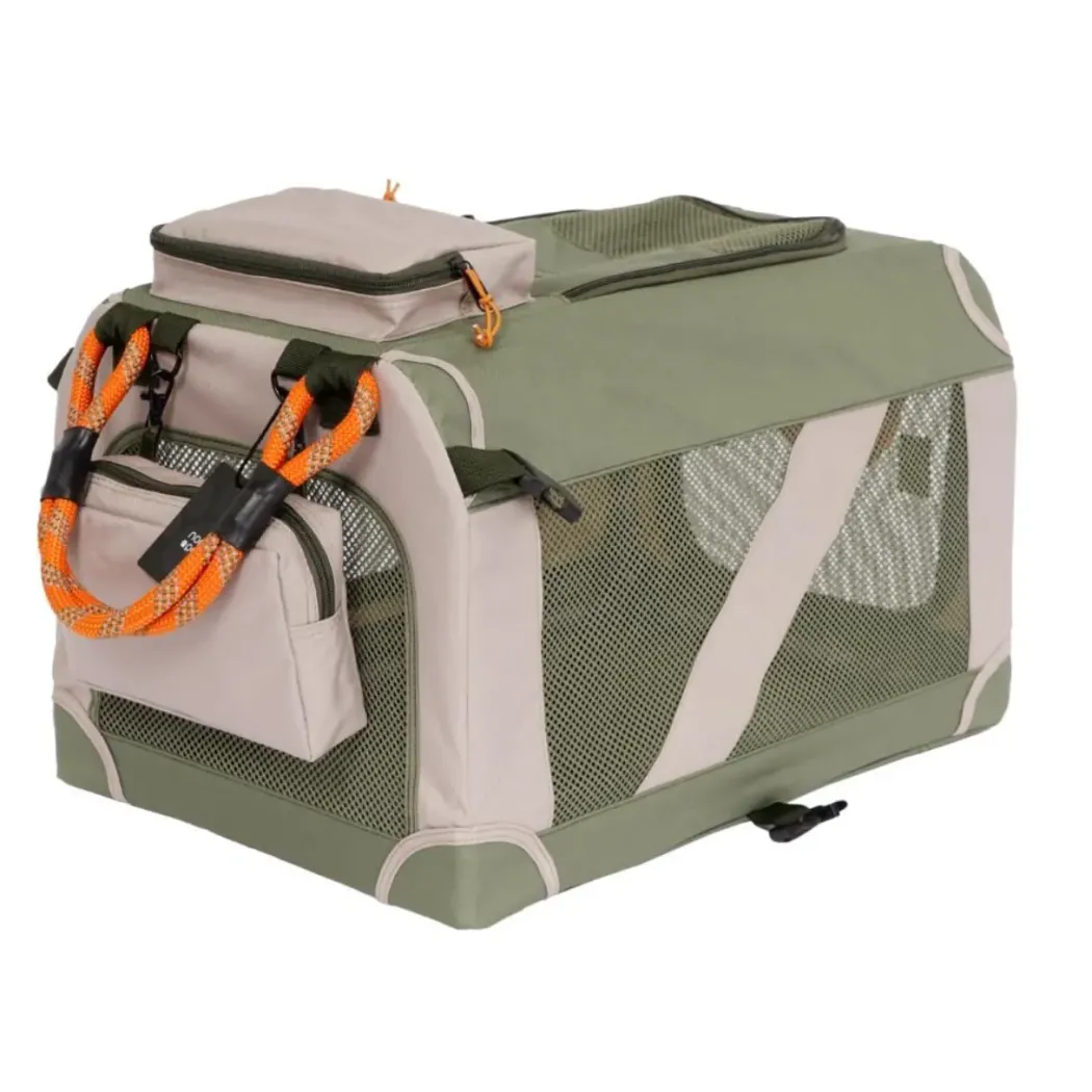 Nordic Paws Foldbart luksus hundebur i stof Army M - komfort og ro