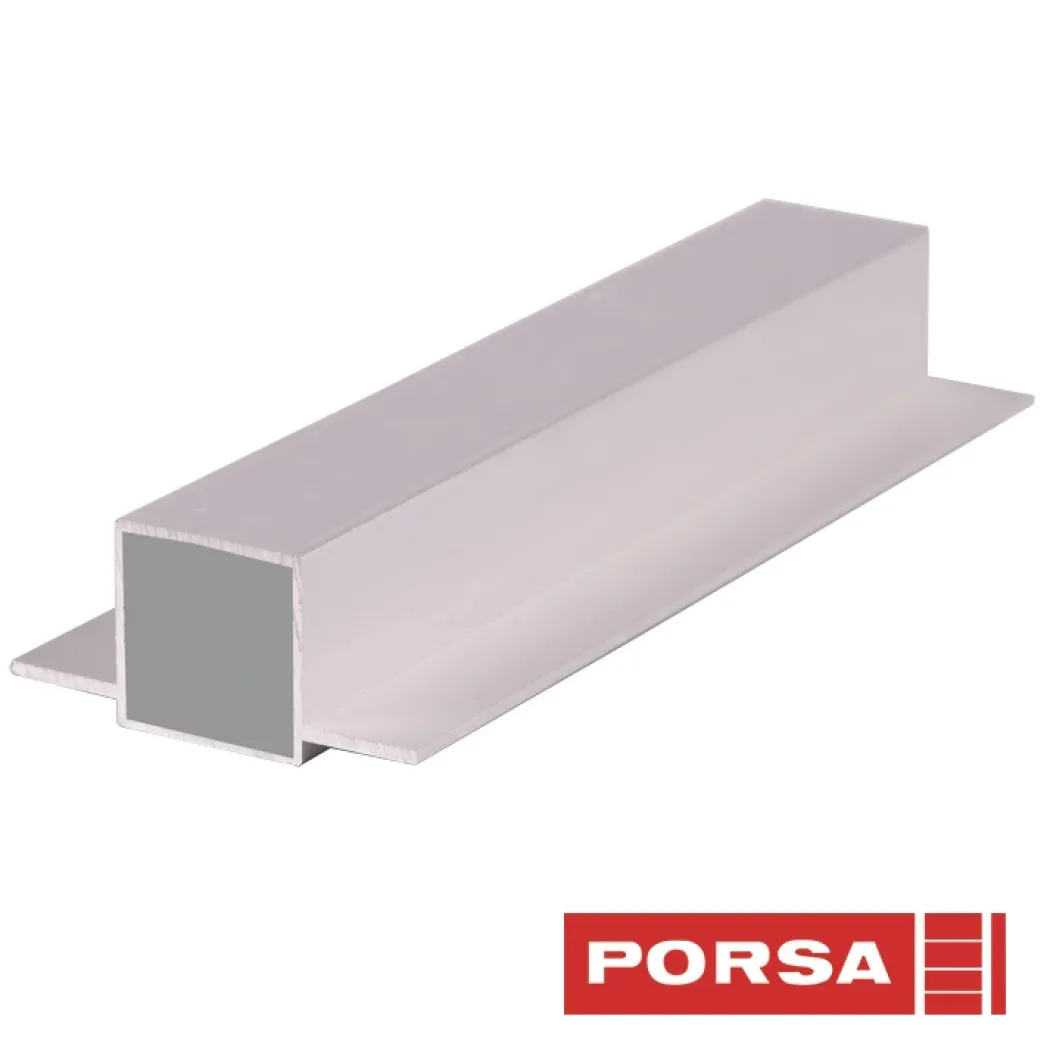 Porsa sølv aluprofil med dobbelt flig 120 cm.