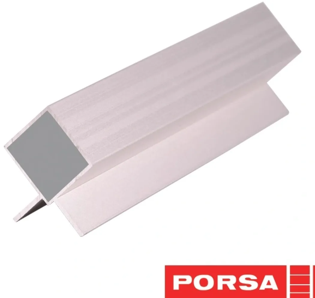 Porsa sølv aluprofil med dobbelt vinkelflig 90 cm.