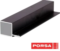 Porsa sort aluprofil firkantet med flig 65 cm.