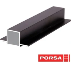Porsa sort aluprofil med dobbelt flig 20 cm.