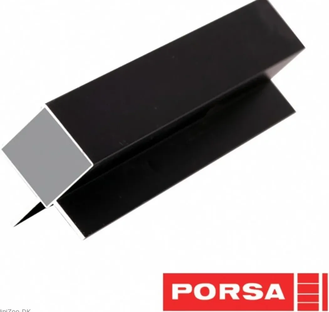 Porsa sort aluprofil med dobbelt vinkelflig 80 cm.