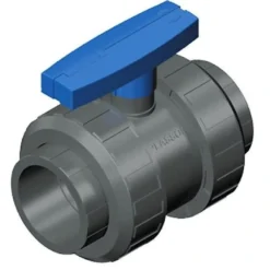 PVC kuglehane med dobbelt union 90 mm