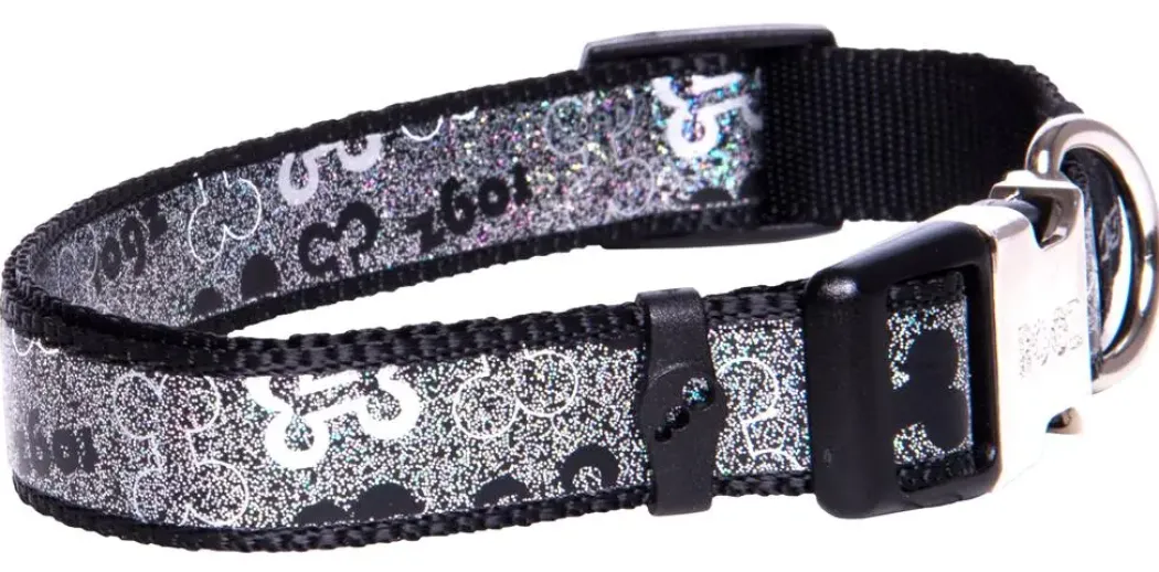 Rogz Halsbånd 16 mm 28-46 cm Sort hundeben - justerbart hundehalsbånd