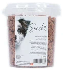 Snackit Semi-Moist Mini Bones med Laks 500 g - bløde hundesnacks