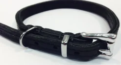 Timely halsbånd olieret læder sort 12 mm 30 cm - blød styrke til små hunde