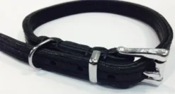 Timely halsbånd olieret læder sort 12 mm 25 cm - blød styrke til små hunde