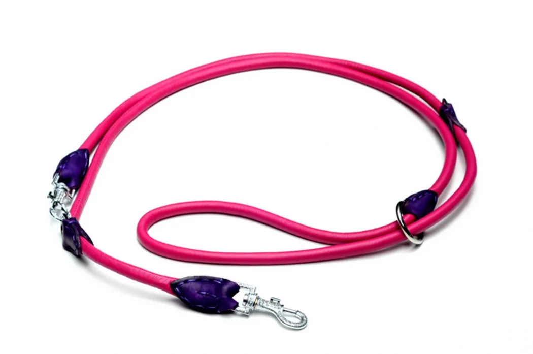Timely rundsyet dressurline Pink kalveskind 12 mm (krom med glimmer)