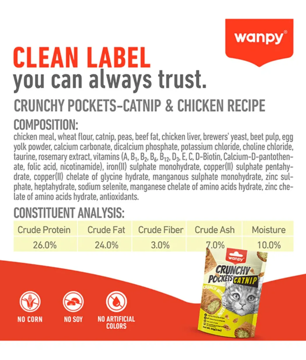 Wanpy Crunchy Pockets Chicken 60g