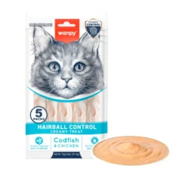 Wanpy Kat Funktionel Cremet Slikbar Godbid Hårbold Torsk & Kylling 70 g (5x14g)